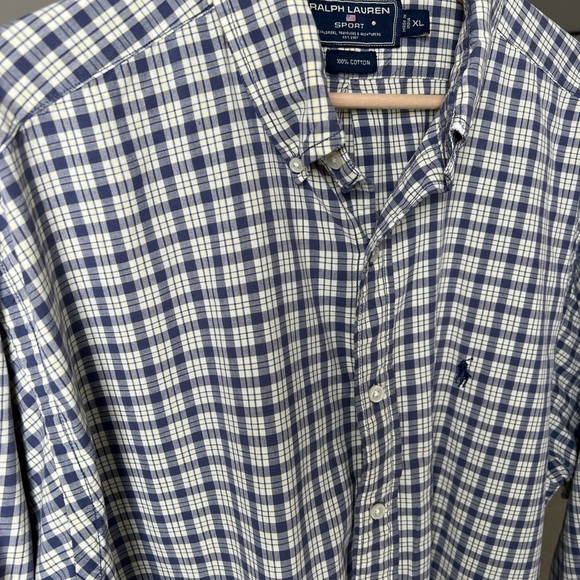 Ralph Lauren Sport Cotton Blue/white/yellow Plaid Longsleeve Button Up XL - Picture 5 of 13